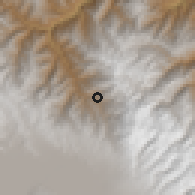Shaded relief of the 59 km around Sorata, drawn from the GMTED2010 grid