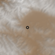 Shaded relief of the 59 km around Suticollo, drawn from the GMTED2010 grid