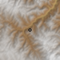 Shaded relief of the 59 km around Tacacoma, drawn from the GMTED2010 grid