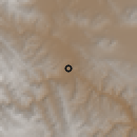 Shaded relief of the 59 km around Buen Retiro, drawn from the GMTED2010 grid