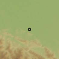 Shaded relief of the 59 km around Bulo Bulo, drawn from the GMTED2010 grid