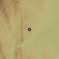 Shaded relief of the 59 km around Cabezas, drawn from the GMTED2010 grid