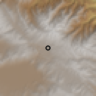 Shaded relief of the 59 km around Tiraque, drawn from the GMTED2010 grid