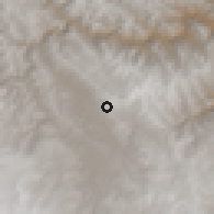 Shaded relief of the 59 km around Tirina, drawn from the GMTED2010 grid
