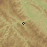 Shaded relief of the 59 km around Tomachi, drawn from the GMTED2010 grid