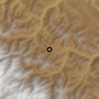 Shaded relief of the 59 km around Trinidad Pampa, drawn from the GMTED2010 grid