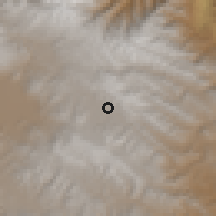 Shaded relief of the 59 km around Vacas, drawn from the GMTED2010 grid