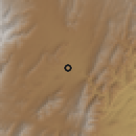 Shaded relief of the 58 km around Valle de Concepción, drawn from the GMTED2010 grid