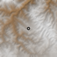Shaded relief of the 59 km around Viloco, drawn from the GMTED2010 grid