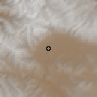 Shaded relief of the 59 km around Vinto, drawn from the GMTED2010 grid