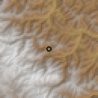 Shaded relief of the 59 km around Yanacachi, drawn from the GMTED2010 grid