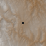 Shaded relief of the 59 km around Yotala, drawn from the GMTED2010 grid