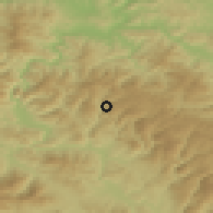 Shaded relief of the 52 km around Brnjic, drawn from the GMTED2010 grid