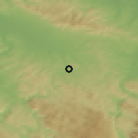 Shaded relief of the 52 km around Bronzani Majdan, drawn from the GMTED2010 grid