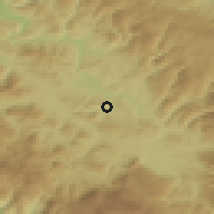 Shaded relief of the 52 km around Buci, drawn from the GMTED2010 grid
