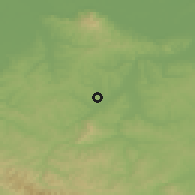 Shaded relief of the 52 km around Babanovci, drawn from the GMTED2010 grid