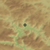 Shaded relief of the 52 km around Buturović Polje, drawn from the GMTED2010 grid