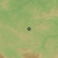 Shaded relief of the 51 km around Bužim, drawn from the GMTED2010 grid