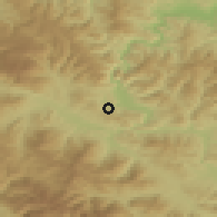 Shaded relief of the 52 km around Čajdraš, drawn from the GMTED2010 grid