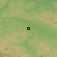Shaded relief of the 52 km around Čarakovo, drawn from the GMTED2010 grid