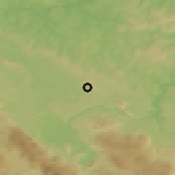Shaded relief of the 52 km around Cazin, drawn from the GMTED2010 grid