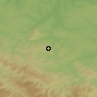 Shaded relief of the 52 km around Čečava, drawn from the GMTED2010 grid