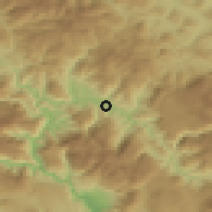 Shaded relief of the 52 km around Čelebići, drawn from the GMTED2010 grid