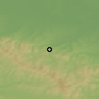 Shaded relief of the 52 km around Čelić, drawn from the GMTED2010 grid