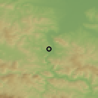 Shaded relief of the 52 km around Čelopek, drawn from the GMTED2010 grid