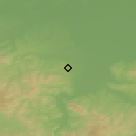 Shaded relief of the 52 km around Čengić, drawn from the GMTED2010 grid