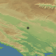 Shaded relief of the 52 km around Cerov Dolac, drawn from the GMTED2010 grid