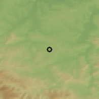 Shaded relief of the 52 km around Cerovica, drawn from the GMTED2010 grid