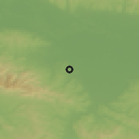 Shaded relief of the 52 km around Cerovljani, drawn from the GMTED2010 grid