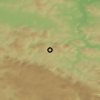 Shaded relief of the 52 km around Cikote, drawn from the GMTED2010 grid