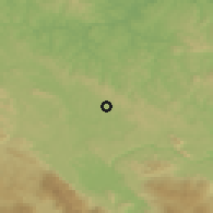 Shaded relief of the 52 km around Ćoralići, drawn from the GMTED2010 grid