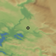 Shaded relief of the 52 km around Crnići, drawn from the GMTED2010 grid