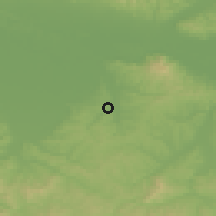 Shaded relief of the 52 km around Ćukali, drawn from the GMTED2010 grid