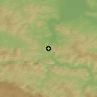 Shaded relief of the 52 km around Divič, drawn from the GMTED2010 grid