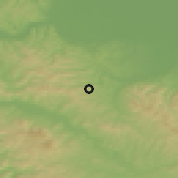 Shaded relief of the 52 km around Dobrovci, drawn from the GMTED2010 grid
