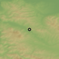 Shaded relief of the 52 km around Donja Orahovica, drawn from the GMTED2010 grid