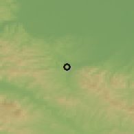 Shaded relief of the 52 km around Donje Srnice, drawn from the GMTED2010 grid