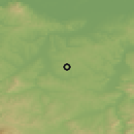 Shaded relief of the 52 km around Donji Cerani, drawn from the GMTED2010 grid