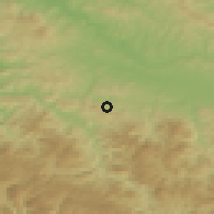 Shaded relief of the 52 km around Banovići Selo, drawn from the GMTED2010 grid