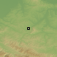 Shaded relief of the 52 km around Donji Vijačani, drawn from the GMTED2010 grid