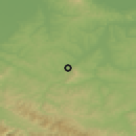 Shaded relief of the 52 km around Drenova, drawn from the GMTED2010 grid