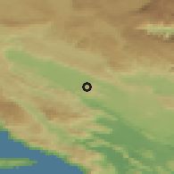 Shaded relief of the 52 km around Drinovci, drawn from the GMTED2010 grid