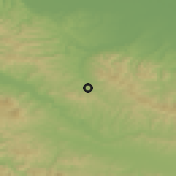 Shaded relief of the 52 km around Duboki Potok, drawn from the GMTED2010 grid