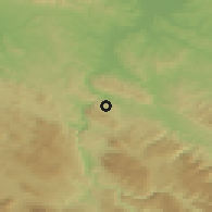 Shaded relief of the 52 km around Dubrave, drawn from the GMTED2010 grid