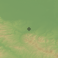 Shaded relief of the 52 km around Dubrave, drawn from the GMTED2010 grid