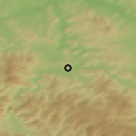 Shaded relief of the 52 km around Dubravica, drawn from the GMTED2010 grid